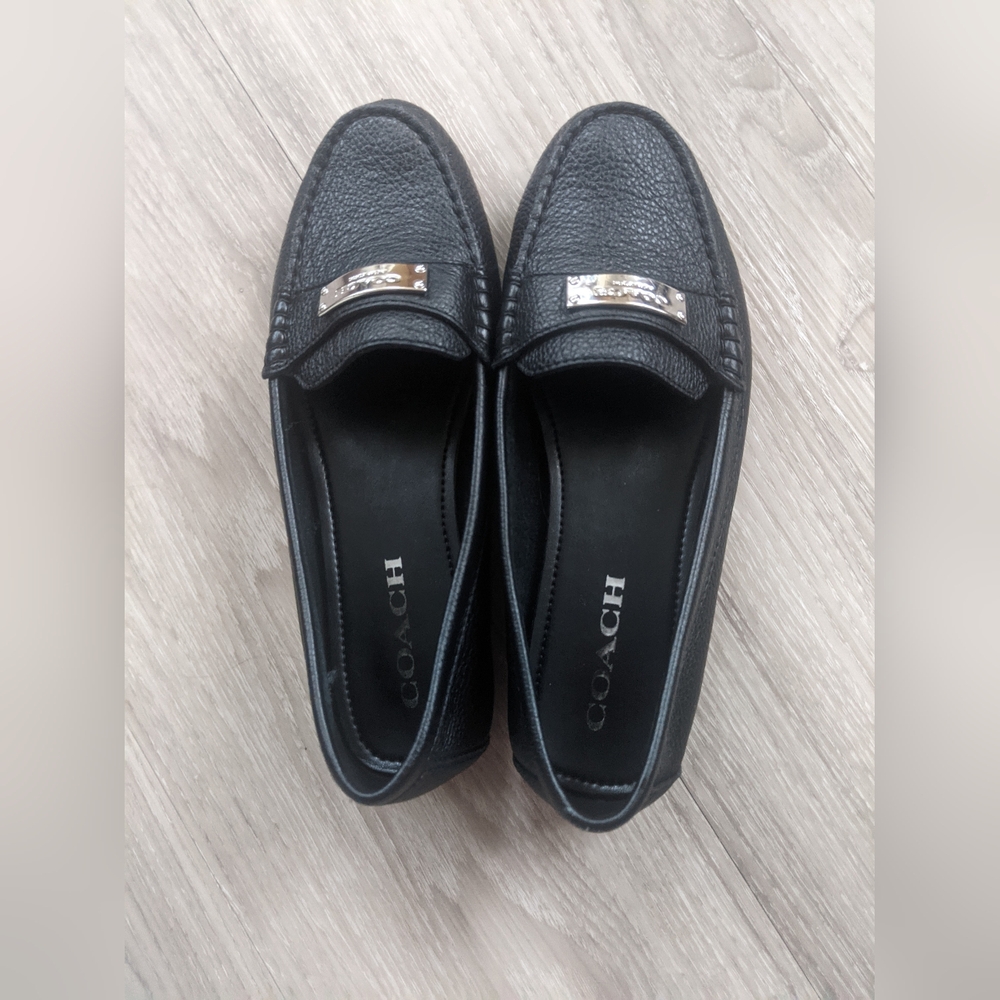 COACH Women’s Black Leather Penny Loafers - Picture 6 of 9